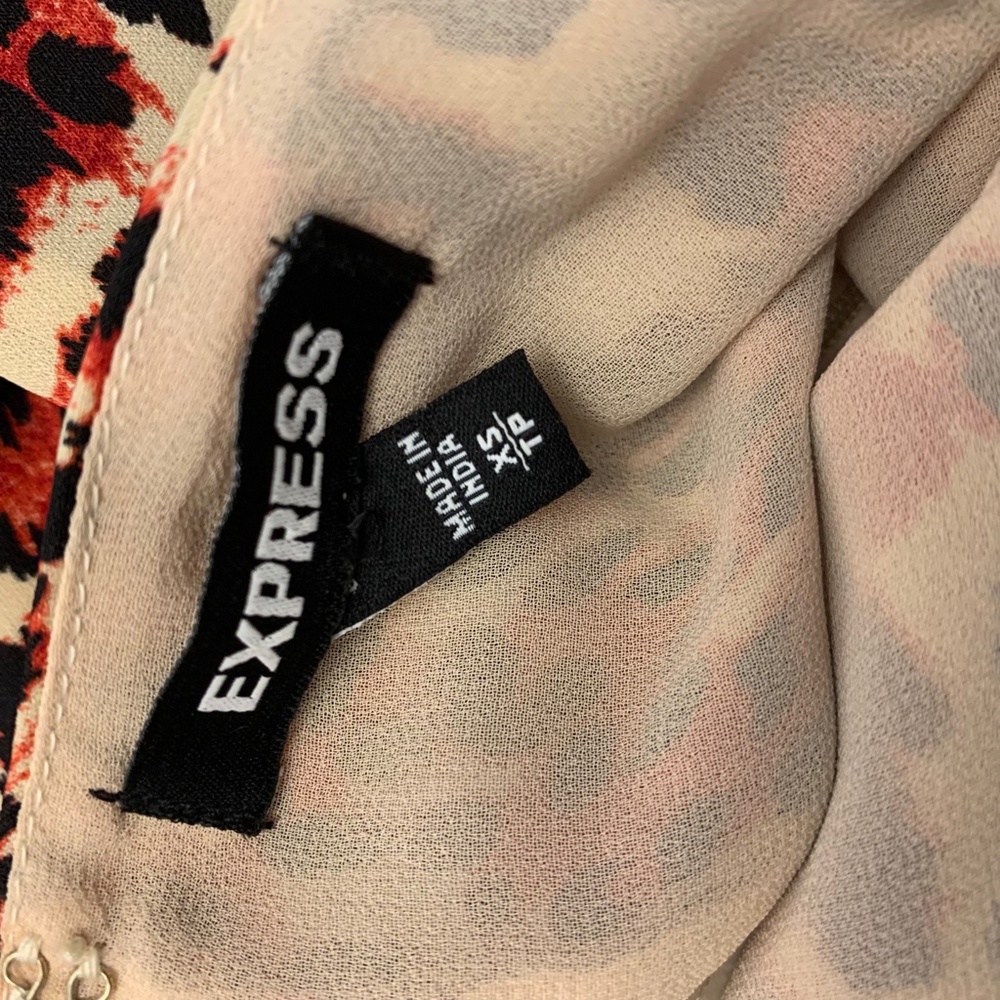 Express Red Leopard Print Fit N Flare Long Sleeve… - image 4